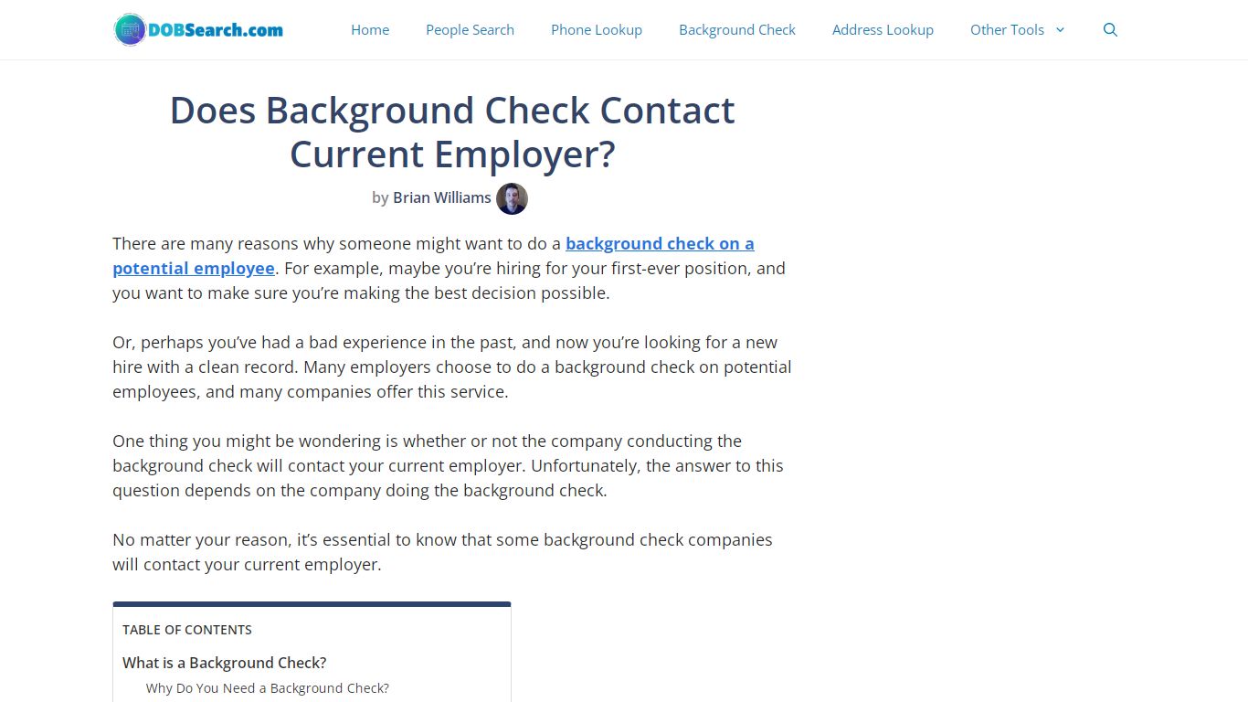 Does Background Check Contact Current Employer?